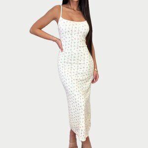 Delilah Pink Floral Printed Sweater Midi Dress| Easter Church Dress